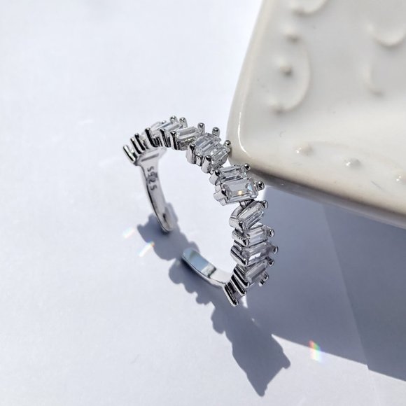 Half Eternity Baguette Band in Sterling Silver - Picture 6 of 6